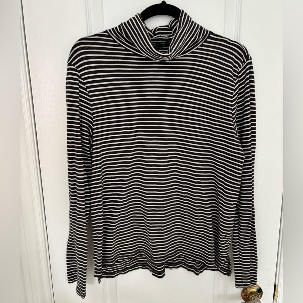 Madewell Striped Cotton Cowl Neck Long Sleeve Shirt (L)